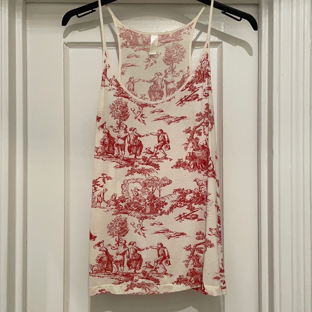J Crew | toile red & white racerback tank top